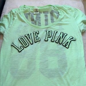 Pink see through green shirt